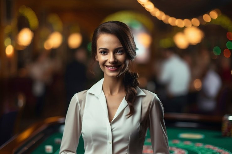 Live baccarat table at omo7777 Diamond Empire studio Diamond Empire live baccarat table with professional dealer